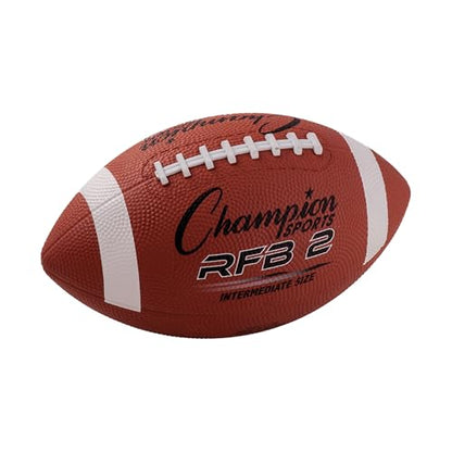 Champion Sports Rubber Football – Durable All-Weather Ball for Pee Wee to Official Sizes, Indoor & Outdoor Play - style: Intermediate Size