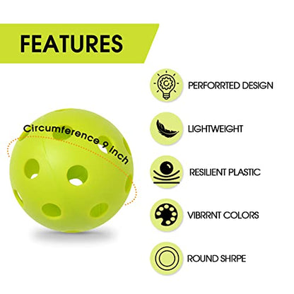 Plastic Practice Baseballs 9 inch with Mesh Bag [Anti-Crack] Soft Training Baseball Balls Hitting Batting Indoor Outdoor Lightweight Hollow for Team Drills Coaching - color: Yellow Green 12 Pack