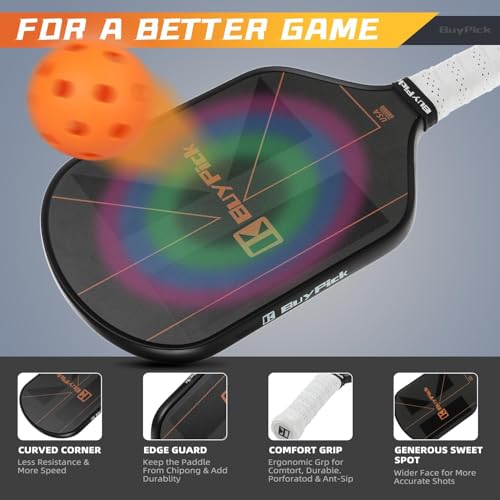 Pickleball Paddle, USAPA Approved, Lightweight & Wide, Carbon Fiber Surface, 16mm Thick, Anti-Slip Grip, Gift for Men - size: Black Carbon | 16 mm | 2 paddles