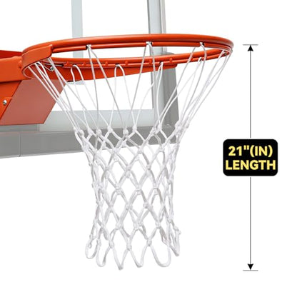 Nylon Heavy Duty Basketball Net Replacement – 60-Line High Density Thickened Net, Anti-Whip Anti-Tangle, All Weather Indoor Outdoor, Fits Standard 12 Loops Rim (Swish Sound for Pro Competition)