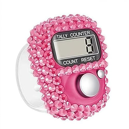 Electronic Finger Tally Counter Clicker Counter,Convenient Portable Digital Display Tally Counter,Resettable Mini Lap Counter for Golf Goods Counting Accessories,Track and Field Lap Counters - color: pink