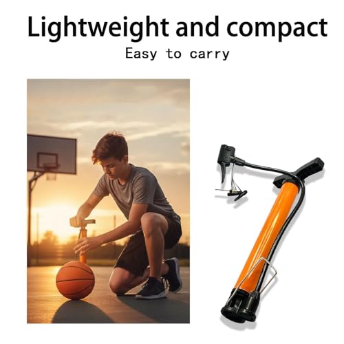 Portable Floor Bike Pump with Dual Presta & Schrader Valves – Includes Ball Needle for Inflating Balls & Tires, Heavy-Duty Air Pump for Bicycles, Mountain Bikes & Sports Equipment