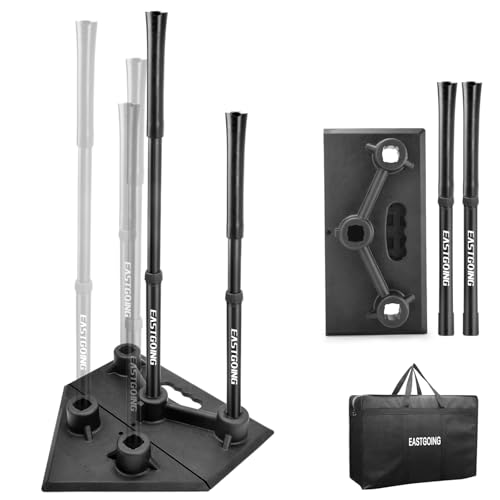 Heavy Duty Baseball and Softball Portable Travel Batting Tee.Adjustable 5-Position Baseball and Softball Batting Tee.Hitting Tee for Any Age Player Baseball - color: Black Five Position-2Tube