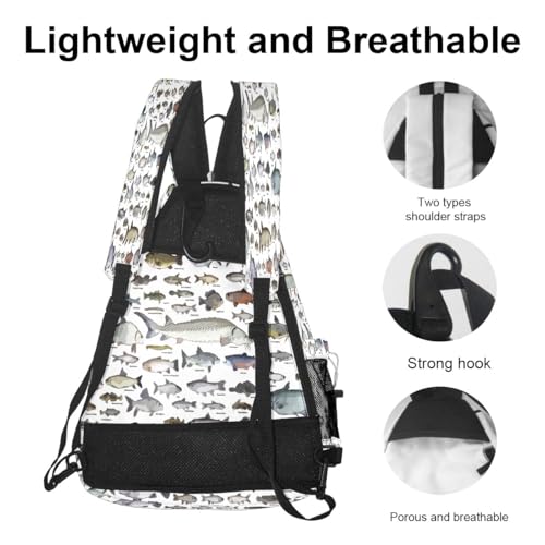 Pickleball Bag Sea Fish Pickle Ball Backpack for Women Men Premium Lightweight Crossbody Sling Bag Sports Backpack for Pickleball Paddle Tennis - color: Sea Fish