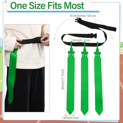 Hungdao 10/12 Players Flag Football Belts and Flags Adjustable Football Belts for Kids Teens Adults Team Training Sport Event - color: Yellow, Green