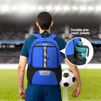 Goloni Youth Soccer Bag,Basketball Bag with Ball Compartment & Shoe Compartment,Backpack for Football Volleyball Basketball - color: Blue
