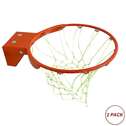 THUNDERBAY 18 inch Standard Double Spring Flex Reinforced Wall Mounted Basketball Rim, Two Nylon Nets Include One Nightlight Basketball Net - style: 2 Count (Pack of 1)