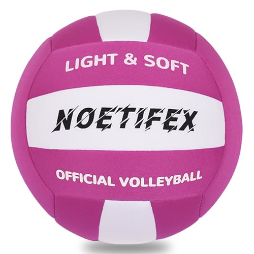 Soft Volleyball-Super Soft Fabric Light Volleyball for Indoor Practice Safe and Quiet Kids Youth Beginners House Yard Training Practice Games(Deflated) - color: Purple,white