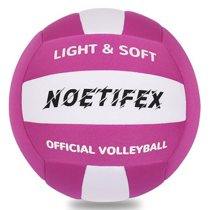 Soft Volleyball-Super Soft Fabric Light Volleyball for Indoor Practice Safe and Quiet Kids Youth Beginners House Yard Training Practice Games(Deflated) - color: Purple,white