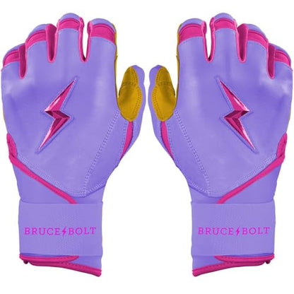 BRUCE BOLT Signature Series Long Cuff Batting Gloves - Pro-Athlete Collection - Adult & Youth Sizes - color: Bader Lavender, size: Women's Small