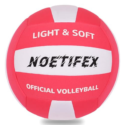 Soft Volleyball-Super Soft Fabric Light Volleyball for Indoor Practice Safe and Quiet Kids Youth Beginners House Yard Training Practice Games(Deflated) - color: Red,white