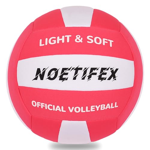 Soft Volleyball-Super Soft Fabric Light Volleyball for Indoor Practice Safe and Quiet Kids Youth Beginners House Yard Training Practice Games(Deflated) - color: Red,white