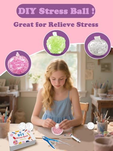 Donpidd DIY Stress Ball Making Kit 15 TPR Skins,4.2 oz Fillers,1 Vacuum Tool,20 Cable Tie for Create ASMR Anxiety Relief Toys Crunchy Relaxing (1 Set)