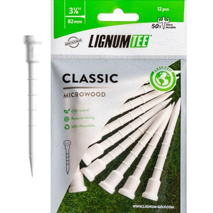 LIGNUM Unbreakable Microwood Golf Tees 50x More Durable/Adjustable Golf Tee/Innovative Wood Fiber and Natural Adhesives/Golf Tee, Golf Tees, Tees Golf, Golf Ball Tees - color: White, size: 3 1/8" (82mm)