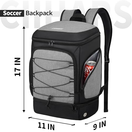 Soccer Bag - Soccer Backpack with Ball Holder,Sport Equipment Bags gifts for soccer stuff Water resistant Includes Separate Cleat Fit Basketball Volleyball Football - color: Grey