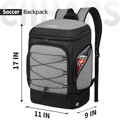 Soccer Bag - Soccer Backpack with Ball Holder,Sport Equipment Bags gifts for soccer stuff Water resistant Includes Separate Cleat Fit Basketball Volleyball Football - color: Grey