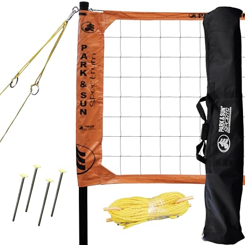 Park & Sun Sports Spectrum 2000: Portable Professional Outdoor Volleyball Net System - color: Orange