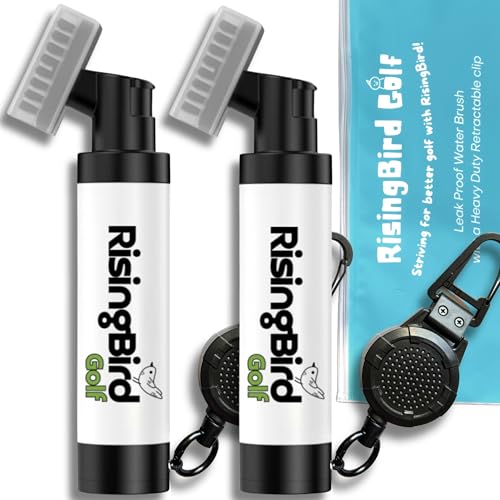 2-pack, 2025 Steel Wire Retractable Clip, Golf Water Brush, Golf Accessories, Golf Club Cleaner, 5oz, Perfect Golf Gift for Men & Women, Golf Club Spray Brush, Golf Item, USA company, White