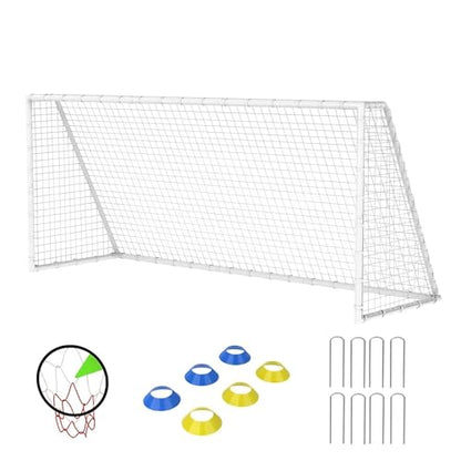 16x7 Portable Soccer Goal Heavy Duty Steel Frame for Backyard | Official 9v9 Youth Football Goals with High-Impact Net | Soccer Training Equipment for Kids, Teens & Family