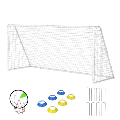 16x7 Portable Soccer Goal Heavy Duty Steel Frame for Backyard | Official 9v9 Youth Football Goals with High-Impact Net | Soccer Training Equipment for Kids, Teens & Family