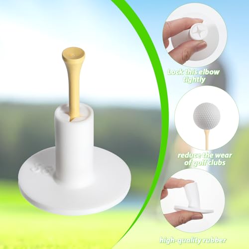 Golf Rubber Tee Holder Set for Driving Range 6 Set Golf Practice Mat Golfs Tees Practice for Golfs Hitting Mats Outdoor Indoor 1.5 Inch White Tee Holder for Hitting Mats Artificial Turf Golfe Mat