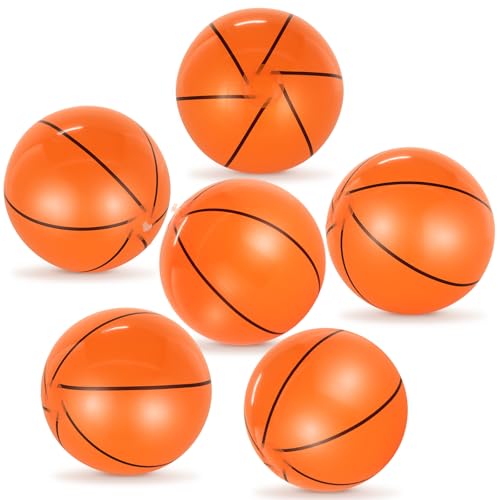 6 Pcs Giant Inflatable Footballs,16 Inch Blow Up Footballs Toys,Summer Pool Beach Balls,Sports Game Accessaries for Super Bowl Football Party Supplies,Indoor and Outdoor Use - color: Basketball