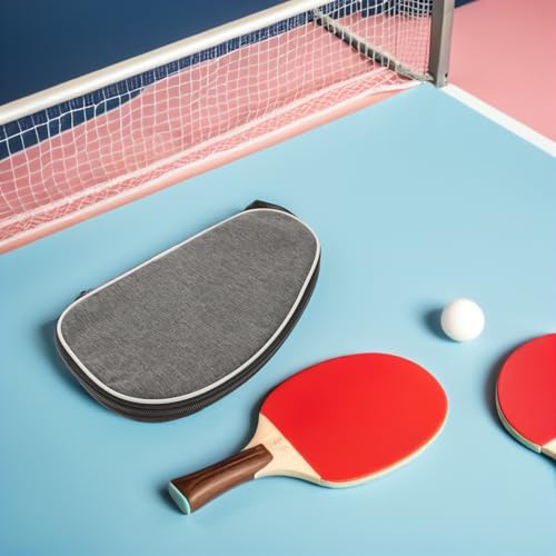 2pcs Table Tennis Paddle Case Set with Storage Pocket, Grey Portable Pingpong Racket Bag for Paddle and Ball, Sturdy Carrying Organizer for Sports and Travel