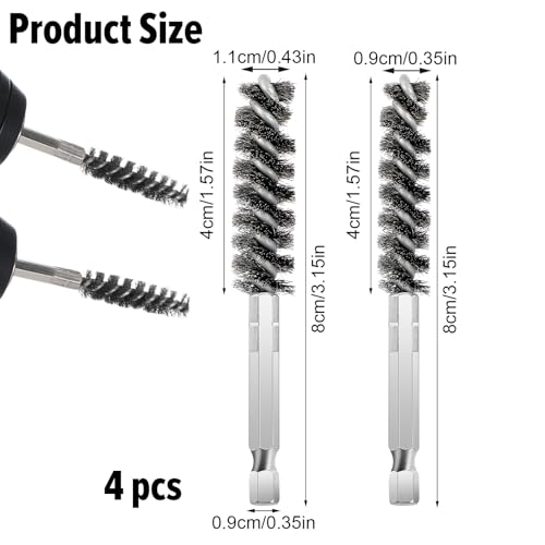 Nogeqi 4 Pack Golf Club Hosel Brush, Stainless Steel Wire Brush Cleaning Tool with Hex Shank Handle for Wood and Iron Golf Clubs, Compatible with Electric Drill