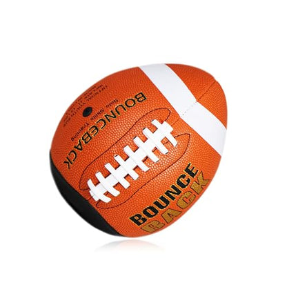 BOUNCEBACK Soft Leather Training Football, Youth Size & Official Size, Fatherless PU PassCatch Solo Enhancing Passing Catching(with Pump) - style: Orange-7#(Ages 5-14)