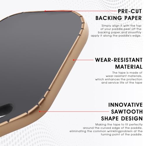 PICKLETECH Pickleball Paddle Protection Tape - Paddle Head Edge Guard - Racket Edge Protection Tape -Fit Perfectly Curved Edge -No Wrinkling - color: Rose Gold, size: Width 20mm