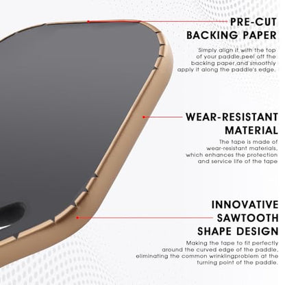 PICKLETECH Pickleball Paddle Protection Tape - Paddle Head Edge Guard - Racket Edge Protection Tape -Fit Perfectly Curved Edge -No Wrinkling - color: Rose Gold, size: Width 20mm