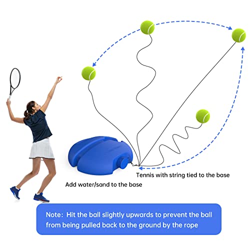 Tennis Trainer Rebound Ball with 3 String Balls, Portable Tennis Training Tool Suitable for Beginners Sport Exercise-Blue