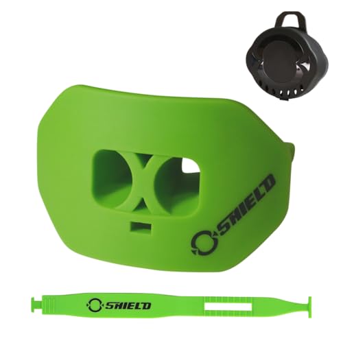 O Shield Core Football Mouth Guard with Detachable Strap, No Boil Brace Friendly Lip Guard for Football, 7v7, Flag Football and Training - color: Slime Green