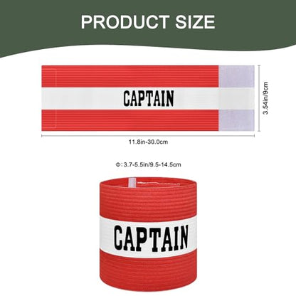 Captain Armbands for Soccer, Unisex Captain's Armband Adjustable Football Arm Bands Adults & Youths Elastic Captain Arm Band Team Sports Accessories - color: Red