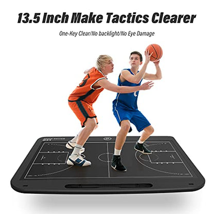 13.5'' Electronic Football Tactical Board, Basketball Coaching LCD Soccer Strategy Board With Stylus Pen, Marker Training Writing Tablet Coach Gifts - color: Basketball Black