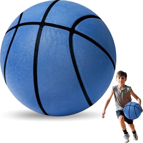 VioraWhite Silent Basketball Size 7 (29.5") Indoor Basketball Foam Indoor Upgrade Silent 9 Inch Elastic Inside for Dribbling Training Practice Ball - color: Blue