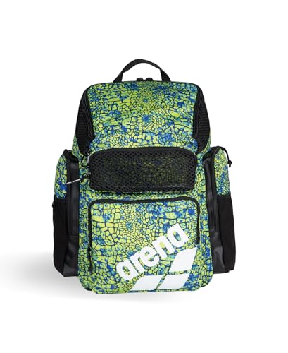 ARENA One Go Backpack Swimmer Athlete Daypack Large Size Equipment Swim Bag - color: Snakeskin Print Green