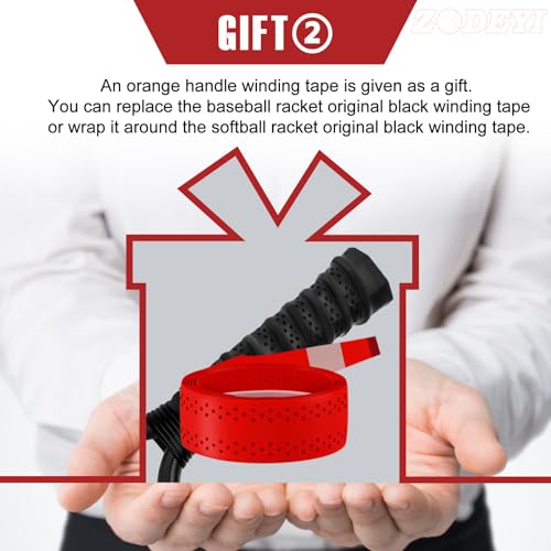 Baseball Racket for Fly Balls, Grounders, and Line Drives - Softball/Baseball Fungo Bat for Coaches and Parents to Help with Auxiliary Training - Attach a Racket Bag and Winding Tape - color: Red
