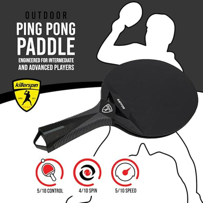 Killerspin Impact Series Table Tennis Paddles - Black/Black Ping Pong Racket, Table Tennis Equipment for Beginners/Intermediates - Ensures Solid Control and Spin - style: Impact Raptor Outdoor