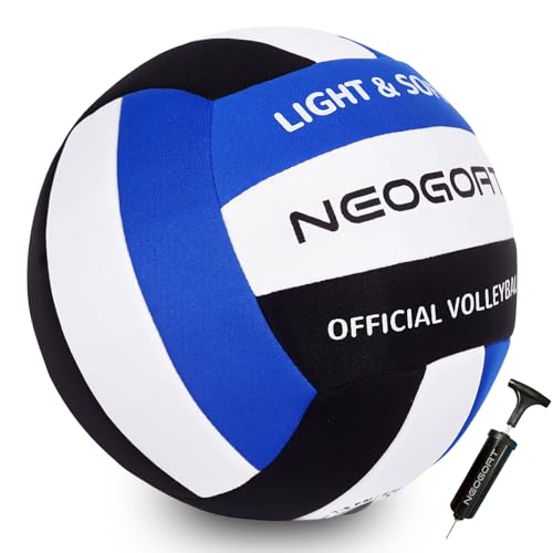 Soft Volleyball for Indoor Practice-Super Soft & Silent Fabric Indoor Volleyball Lightweight for Kids Youth Beginners, Perfect for House Training Practice Games(Deflated,with Pump)