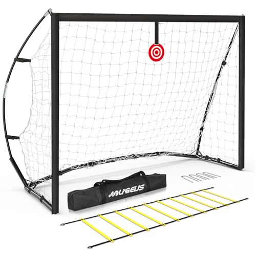 Portable Soccer Goal for Backyard, Kids Youth Adults Soccer Goal Set with Net + Ground Stakes, Soccer Target and Agility Speed Training Equipment - style: 8 x 5 Feet