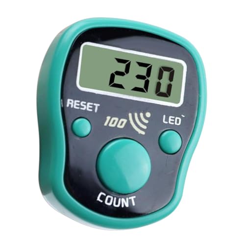 Counter Clicker,Electronic LED Digital Display Resettable,Hand Finger Counter - for Golf, Goods Counting, Running Laps, Knitting Rows, Participants, Game Scores, Coaching - color: Green