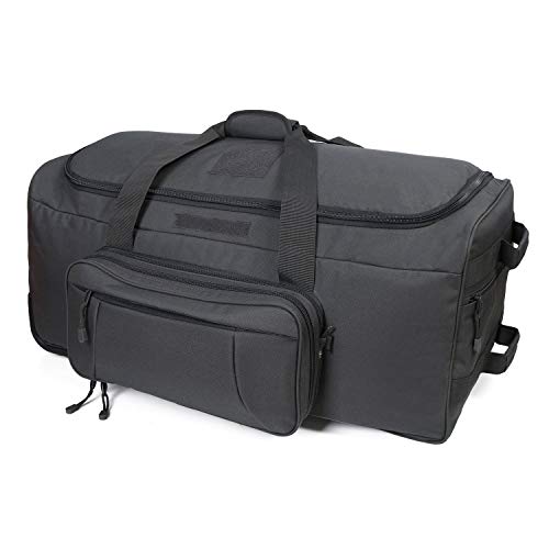 Heavy-Duty X-Large Military Tactical Wheeled Rolling Duffel Trolley Bag For Deployment Traveling Camping Sporting - color: Gray