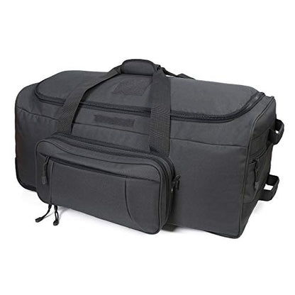 Heavy-Duty X-Large Military Tactical Wheeled Rolling Duffel Trolley Bag For Deployment Traveling Camping Sporting - color: Gray