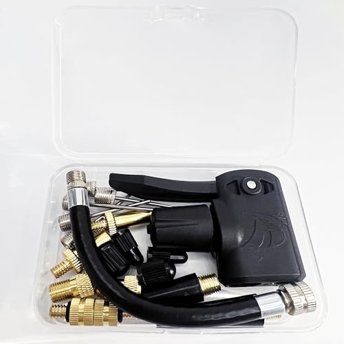 Bicycle Valve Adapter Set, Replacement Pump Head with Dual Valves for All Bicycles Car, Bike Valve Converter, Ball Pump Connection Hose, Ball Pump Needles, Air Pump Adapter for Bicycle Pumps