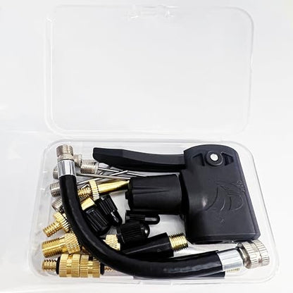 Bicycle Valve Adapter Set, Replacement Pump Head with Dual Valves for All Bicycles Car, Bike Valve Converter, Ball Pump Connection Hose, Ball Pump Needles, Air Pump Adapter for Bicycle Pumps