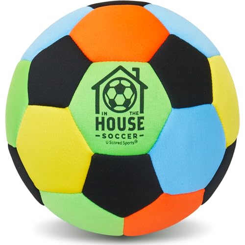 in The House Soccer Ball - Indoor Size 4 Padded Soccer Ball for Girls (Ages 3+), Boys (Ages 3+) & Adults - Bring Soccer Practice Home - Perfect for Juggling - Gift for Soccer Player - color: Brilliant Bright