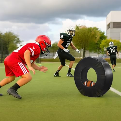 Wibeelee Football Tackle Wheel Tackling Dummies for Football High-Density Sponge and Waterproof PU Leather Tackling Ring with Straps for Youth Football Practice