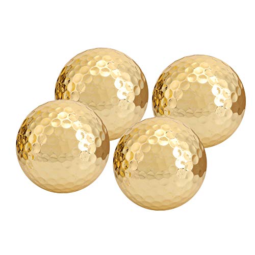 Golden Golf Balls, Pack of 4, Portable Double Layer Gold Plating, Professional Practice Balls for Golfers, Lovers, Beginners