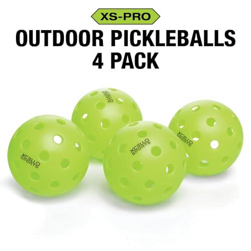 Xcello Sports Outdoor Pickleball 4-Pack, 40 Hole, Neon Green